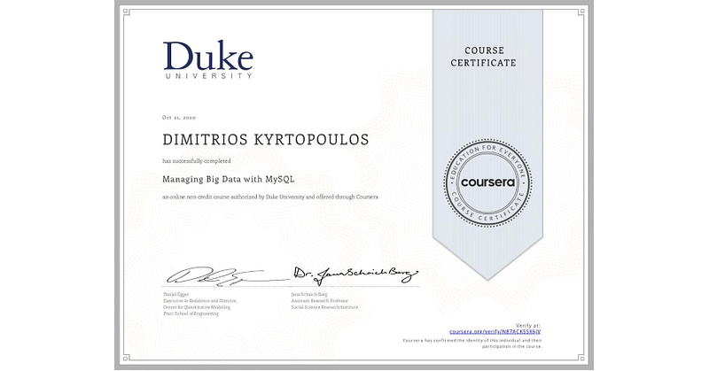 Duke University – Managing Big Data with MySQL Dimitris Kyrtopoulos